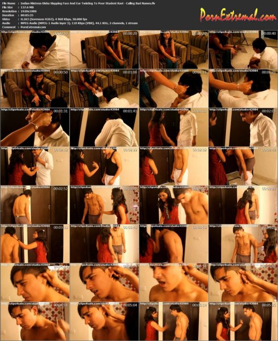 Indian Mistress Disha Slapping Face And Ear Twisting To Poor Student Ravi - Calling Bad Names