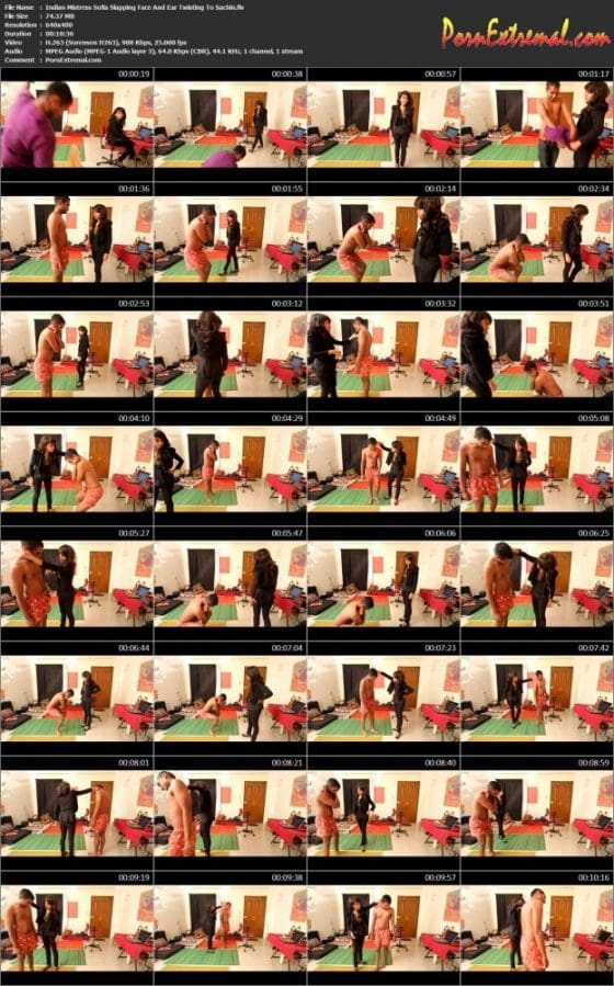 Indian Mistress Sofia Slapping Face And Ear Twisting To Sachin