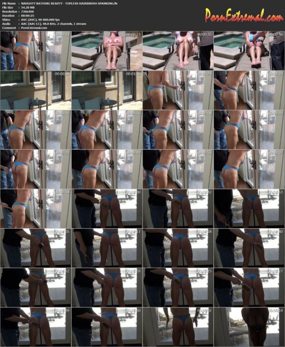 NAUGHTY BATHING BEAUTY - TOPLESS HAIRBRUSH SPANKING