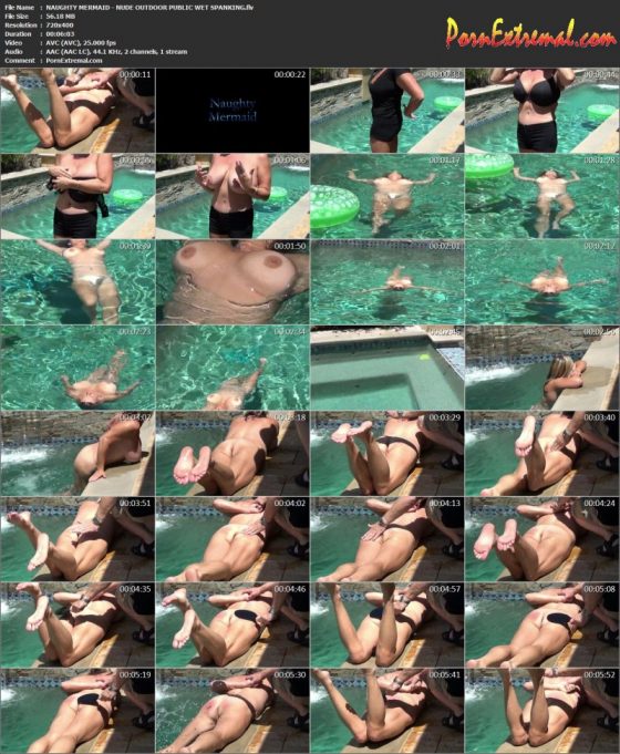 NAUGHTY MERMAID - NUDE OUTDOOR PUBLIC WET SPANKING